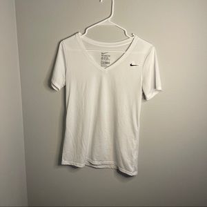 White Nike Dry-Fit V-Neck Top